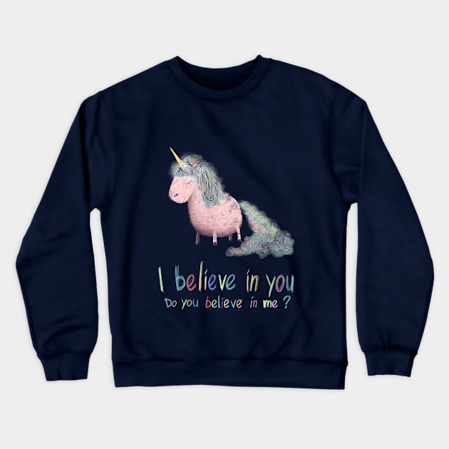 Little pink pony Unicorn Dreams Crewneck Sweatshirt by Anna Hlimankova